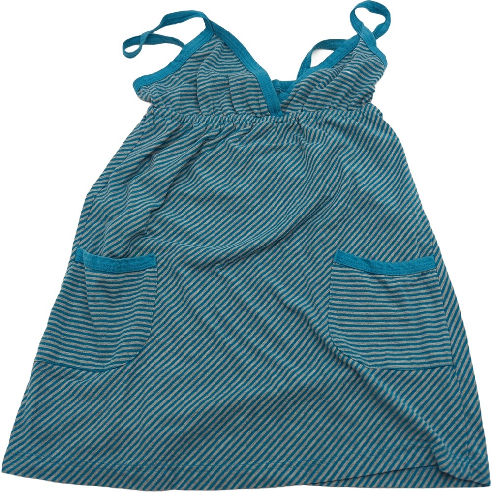 Wet Seal Blue Gray Striped Empire Waist Cami Top Medium Sleeveless Pockets